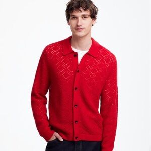 NWT- Madewell Men's Red Wool Cardigan Sweater. Size S